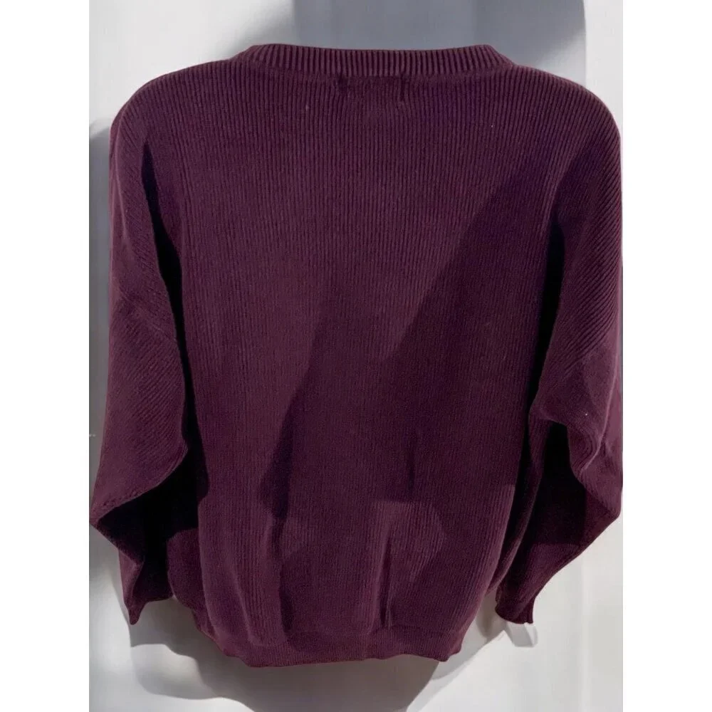 Eddie Bauer Mens Long Sleeve Crew Neck XL Ribbed Cotton Knit Purple Sweater - Picture 3 of 8